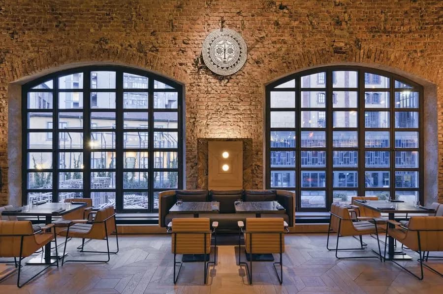 Bar under the arched windows